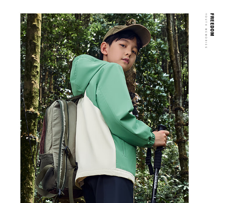 ERKE Children's Outerwear for Older Kids, Fall 2024 New Thick Windbreaker in Rock Green, Size 140 18