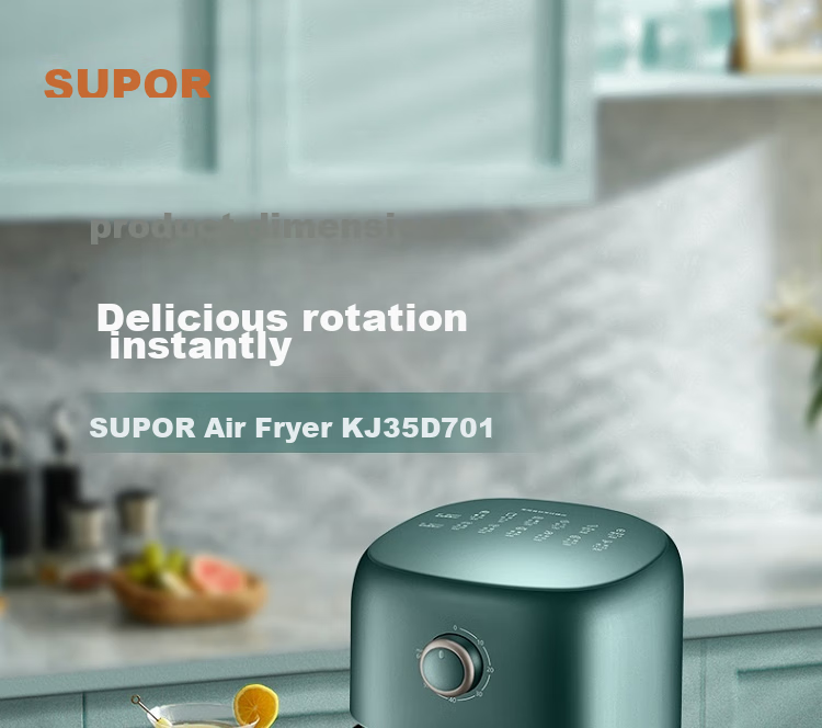 SUPOR ZMD Anxin Series, Cooking Visualization, Enjoy Delicious Food, Inner And Outer Metal Material, Steam Tender Frying, 1500W High Power, 6.0L Large Capacity, Air Fryer KJ60D76 1