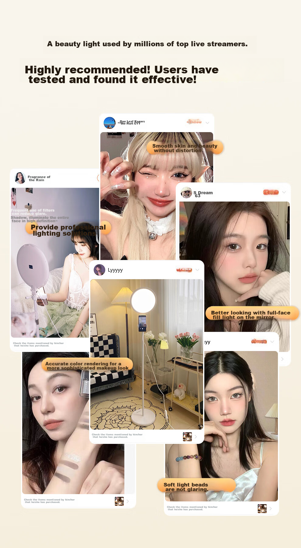 Xiaotian Live Streaming Fill Light, Host-Specific Beauty Light, Mobile Desktop Live Streaming Light, Floor-Standing Universal Full-Screen Face Light, Studio Lighting, Influencer Light, Photography Shooting Stand 1