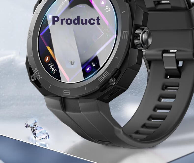 ESCASE [Three-Pack] Huawei WATCH GT Cyber Watch Screen Protector, Tempered Glass Film for Huawei Smartwatch, Full Coverage Anti-Drop Protective Film 2
