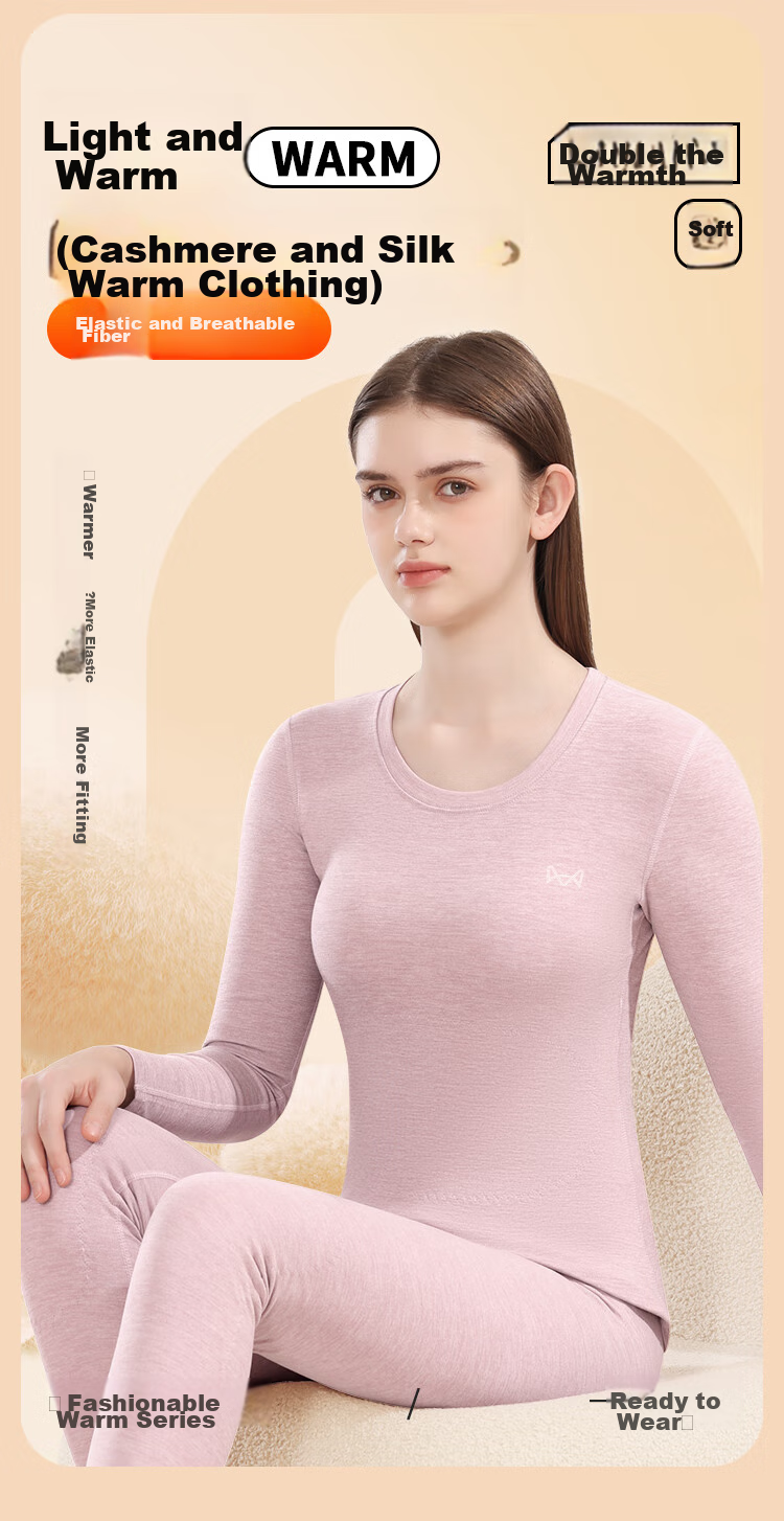 MiiOW 10A Antibacterial Women's Thermal Underwear, Cashmere Silk Patch, Thickened Autumn Top And Bottom, 2025 New Product, Black XL 2