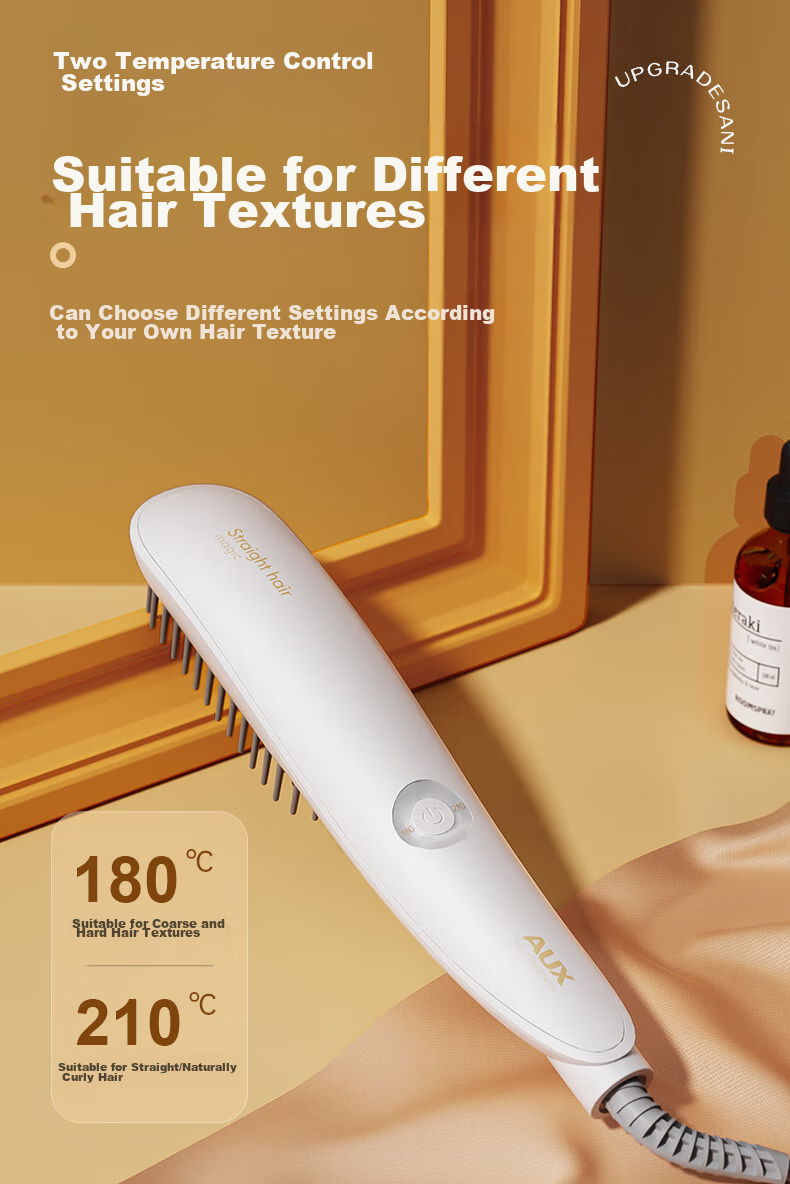 AUX Direct Hair Straightening Brush with Negative Ions, Quick Heating Inner Clip, Goddess Volumizing, High Crown Styling Brush, Dorm Three-Minute Fast Styling, Constant Temperature Hair Protection [Essential for Travel] 16