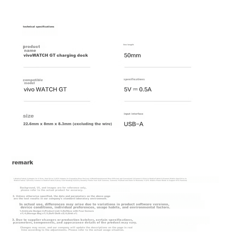 Xuanyi Charging Cable Compatible with Vivo Watch, WATCH GT Charging Cable, IQOO GT2 Watch Charger Base, Bluetooth Version, E-SIM Charging Cable, Iqoo Watch Magnetic Fast Charging 3