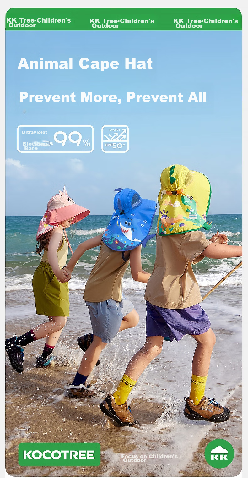 Kocotree Children's Sun Protection Hat, UV-Resistant Wide Brim Summer Baby Sun Hat, Boys And Girls Fisherman Sun Hat 5