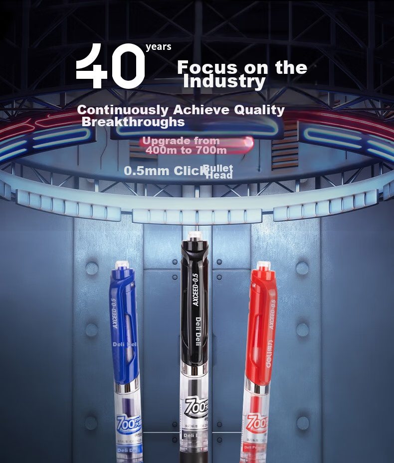 Deli S01 Gel Pen, Signature Pen, 0.5mm Bullet Tip, Exam Classic Office Retractable Pen, Water-Based Ink, Upgraded Large Capacity Long-Lasting Black, 5 Pens/box, 33880S 1