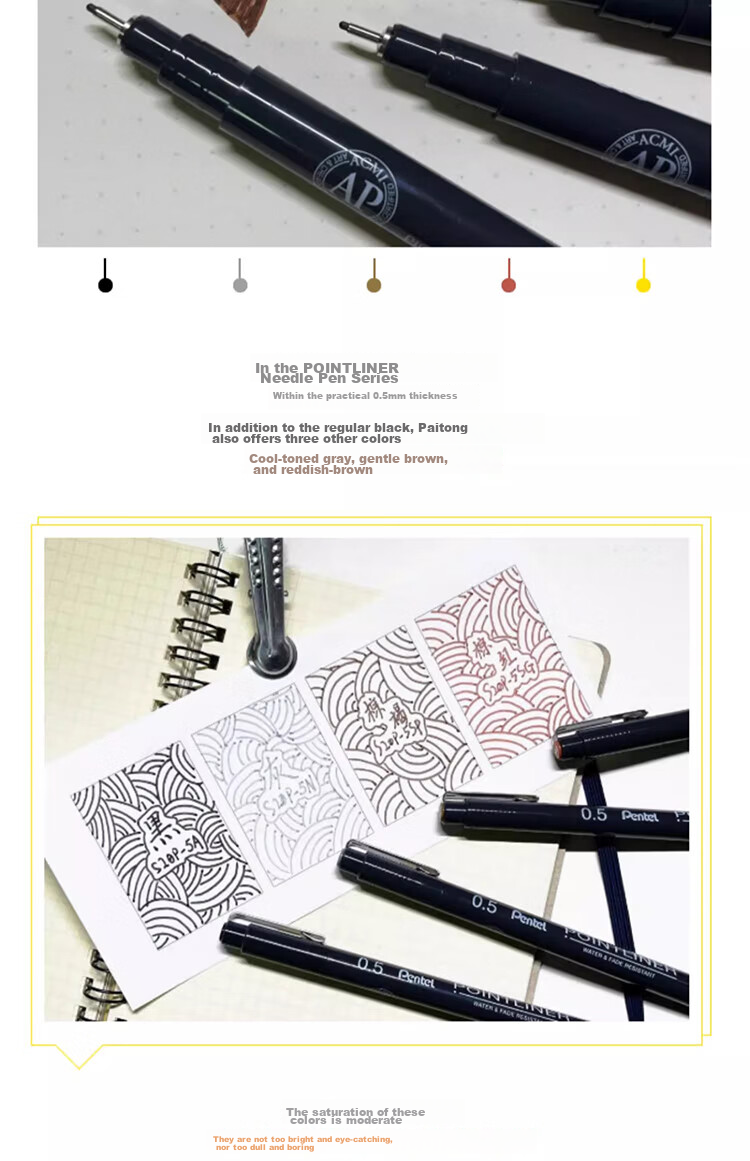 Pentel 0.1mm Water-Based Drawing Needle Pen, Art Drawing Outlining Pen, Comic Design Line Pen, S20P-1A 8