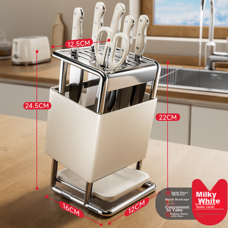 Meichuwuyu Knife Holder Kitchen Storage Rack, 2026 New Model Countertop Knife Organizer, Cutting Board Rack, Storage Shelf, Chopstick Holder