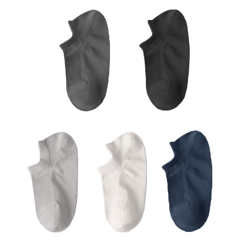 HINCLOUD Disposable Socks for Men, Cotton Breathable Sports Socks Travel Gear Boat Socks, 5 Pairs Gray Set