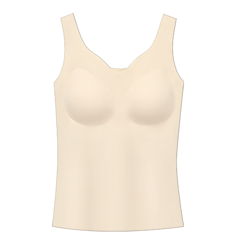 Hodo Women's Summer Vest, Ice Silk Seamless with Built-In Bra Pads, Sports Breathable Undershirt Vest, Light Elegant Pink, Size 170