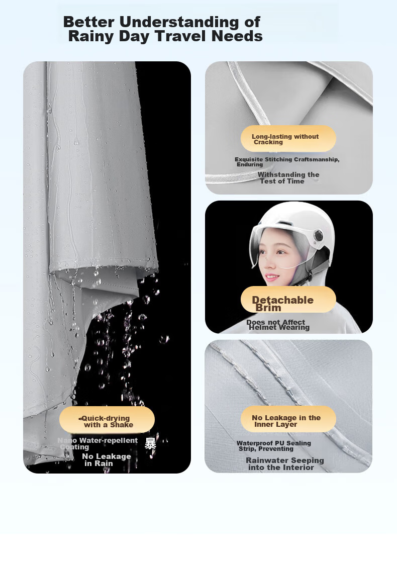 Cheguimu Electric Bicycle Raincoat, Single-Person One-Piece, for Electric Scooters And Bicycles, Riding Rain Poncho, Enlarged And Thickened, Storm-Proof Raincoat 32