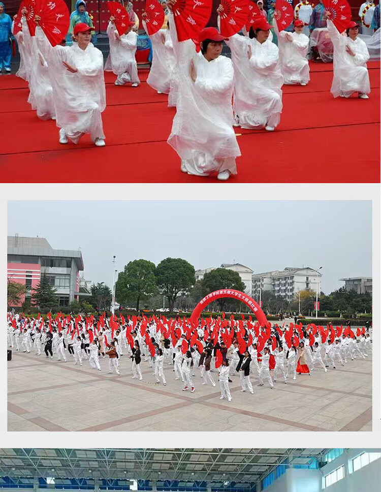 Youjia Liangpin One-Foot Double-Sided Kung Fu Fan Tai Chi Martial Arts Folding Dance Exercise Clapper Fan Chinese Style Red Fan 5