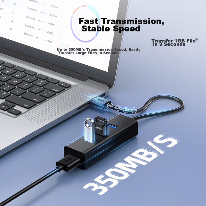 USB-хаб UNITEK Y-3089ABK, 4 порта USB 3.0, кабель 1.2 м, черный