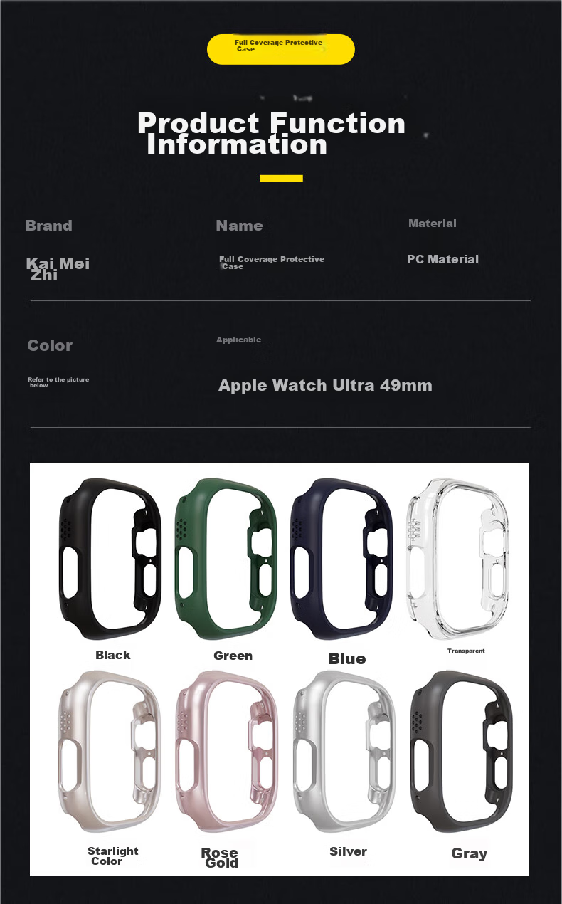 KMaxAI Compatible with Apple Watch Ultra 4 Case, Universal for 2nd And 3rd Generation Watch Cases, Apple Watch Ultra 4 Frame, IWatch 49mm Watch Protective Cover, Transparent 8