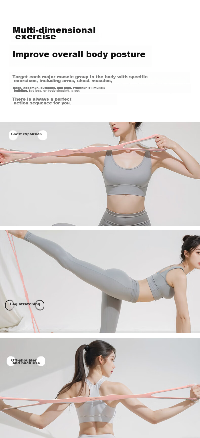 ANTA 8-Character Resistance Band Elastic Rope, Back Training Rope, Home Resistance Band, Shoulder And Neck Stretching Band with Silicone Powder 4