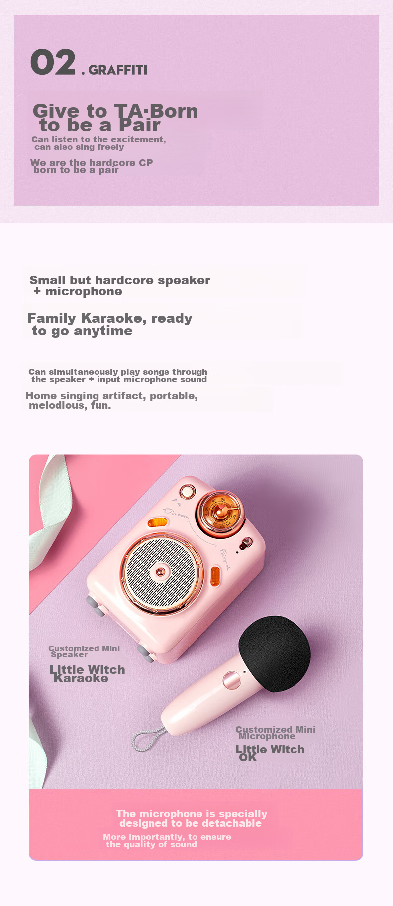 Divoom Bluetooth Speaker with Microphone And Card Slot, Karaoke Speaker, Home KTV Mini Wireless Microphone, Compact Speaker, Gift for Girlfriend Or Childre 5