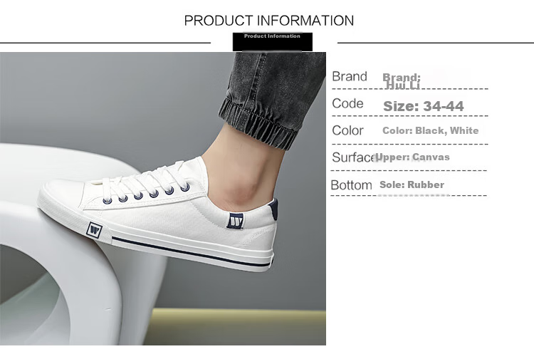 Warrior Canvas Shoes for Men And Women, Versatile Lace-Up Classic Canvas Shoes, Wear-Resistant Low-Top Sneakers WXY709T Black 35 2