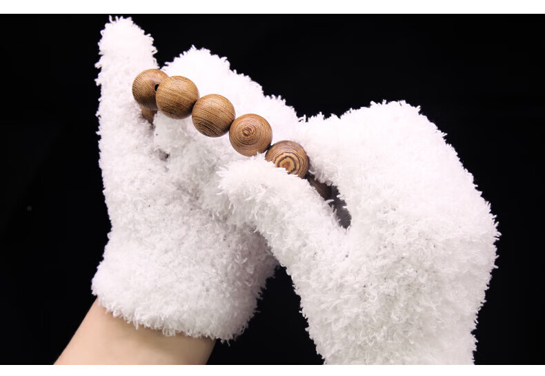 PINYU White Nano Wool Bead Polishing Gloves for Beads, 3 Pairs, Specialized for Bodhi Seeds, Olive Kernels, And Walnuts 2