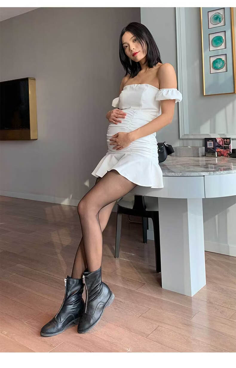 LangSha Maternity Pantyhose Adjustable Waistband Ultra-thin Anti-Snag Nude Maternity Tights Leggings 10