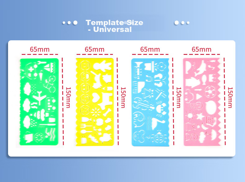 Licao Ruler Set, Multifunctional Ruler Set, Mid-Autumn Festival And National Day Handwritten Report Rulers, Multi-Functional Drawing Rulers, Elementary School Students' Handwritten Report Templates, Back-To Essentials, Blue 7-Piece Set 7