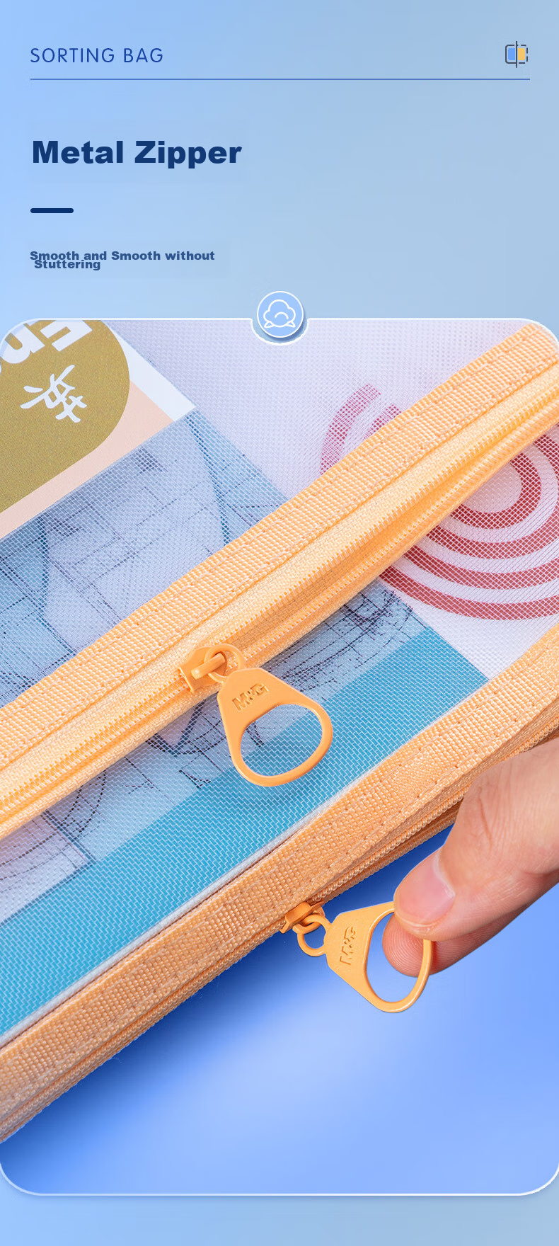 M&G Stationery, Subject Classification Portable File Bag for Primary School Students, Zipper Pouch for Homework And Subject Storage, Double-Layer Mesh, 5-Pack ADM945A6 8