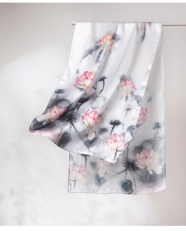 Zhijinlou 100% Mulberry Silk Printed Scarf for Women Traditional Chinese Style Sun Protection Decorative Shawl Birthday Gift 18