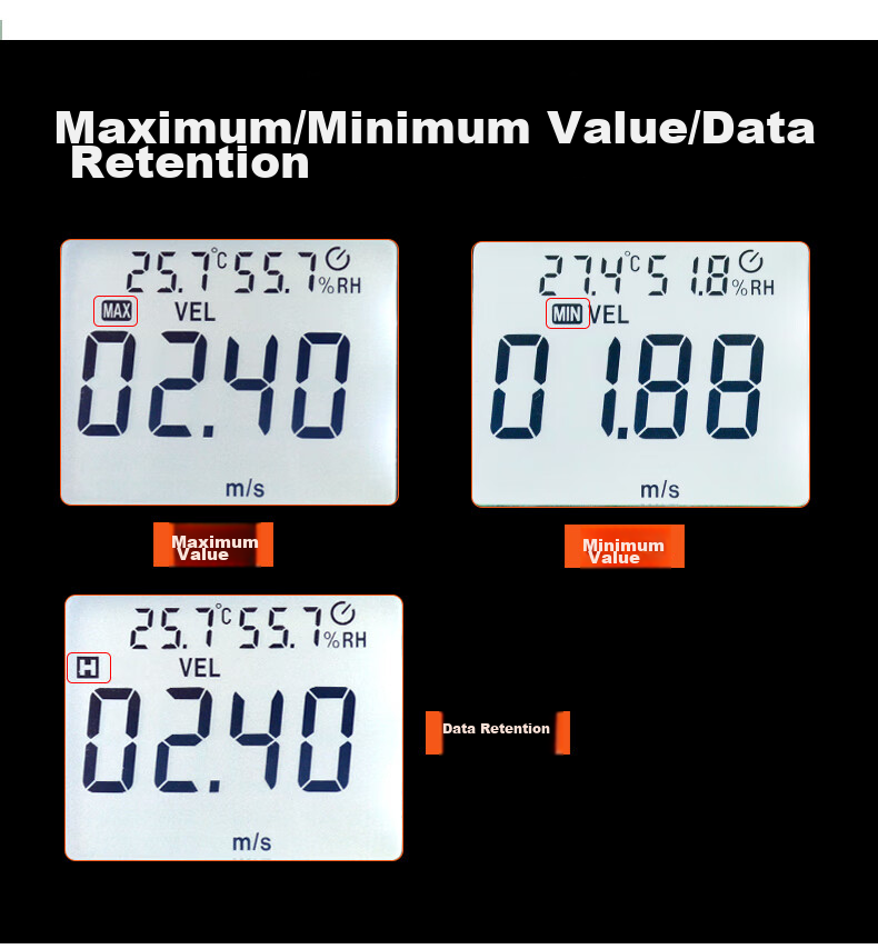 PEAKMETER PM6252B Handheld High-Precision Anemometer with Digital Display for Air Flow Measurement, Temperature And Humidity Testing, And Wind Speed Meter 7