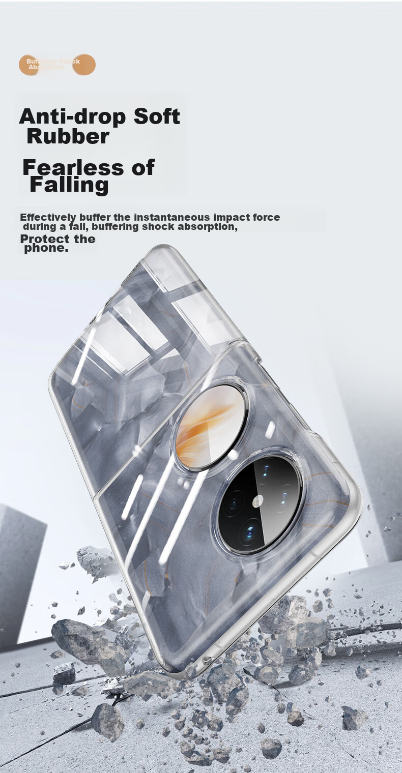 BIAZE Phone Case for Huawei Pocket 2, Foldable Screen Protective Cover, Flip-Type Full Protection Anti-Drop Ultra-Thin Heat Dissipation Cool Transparent Hard Shell JK647 Transparent 8