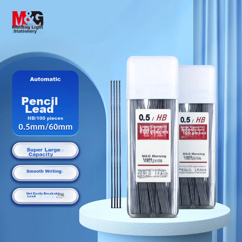 M&G Stationery HB/0.5mm Mechanical Pencil Lead Refills, Resin Lead, Large Capacity Lead Box, 100 Pieces/box, Single Box ASLQ3108HB5 Exam Essential