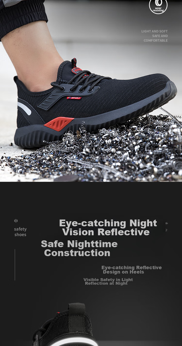 JUNBU Safety Shoes for Men, Summer Breathable Steel Toe Cap Puncture-Resistant Comfortable Work Site Shoes 9155 Size 43 8