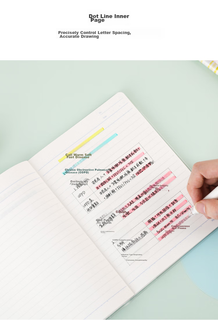 KOKUYO A5 Notebook with Plastic Cover, Campus Watercolor Language Cover Notebook for Storage And Notes, 8mm Dotted Line, 80 Pages, Yellow, WSG-NBDDA580Y 5