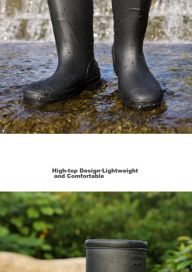 Lanoudun Men's Tall Waterproof Rain Boots, Outdoor Non-Slip Rubber Shoes, Wear-Resistant Rain Boot Covers YX1008 Size 40 13