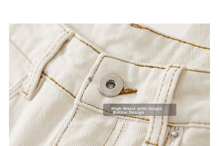 Sentubila Pure Cotton White Straight-Leg Jeans for Women, Spring And Autumn Women's Wear, High-Waisted Slimming Pants for Petite Women, Casual Retro Versatile Trousers 29