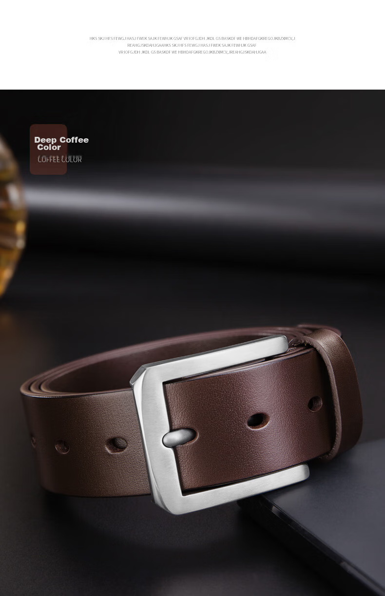 Cattlesboss Titanium Buckle Belt for Men, Luxury Top-Grain Leather Belt, Birthday Gift Box for Men, 3187, Deep Brown, 110cm 17