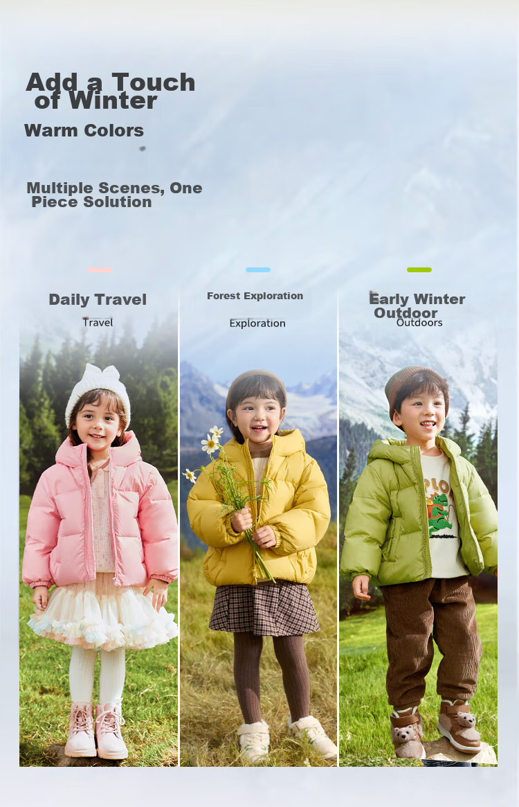 BALABALA Kids Baby Down Jacket Three-Proof Boys Winter Hooded Coat Girls Cute 2025 New Puffer Jacket 7