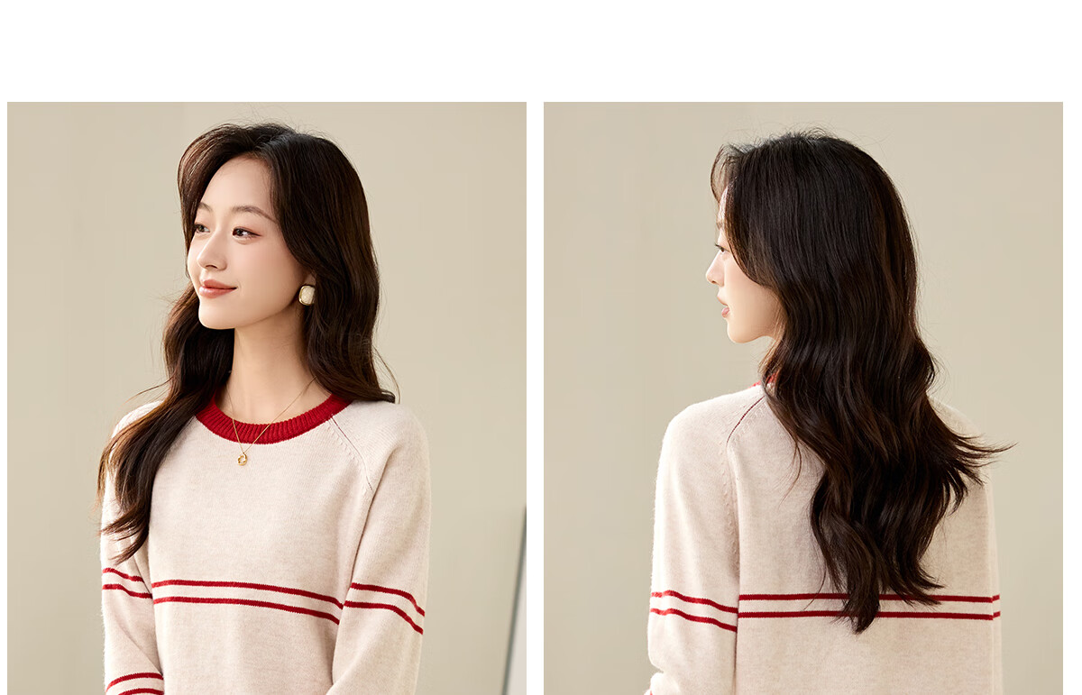 PinCai Women's Classic Striped Colorblock Sweater Early Spring Crew Neck Knitwear P144Z9024 25