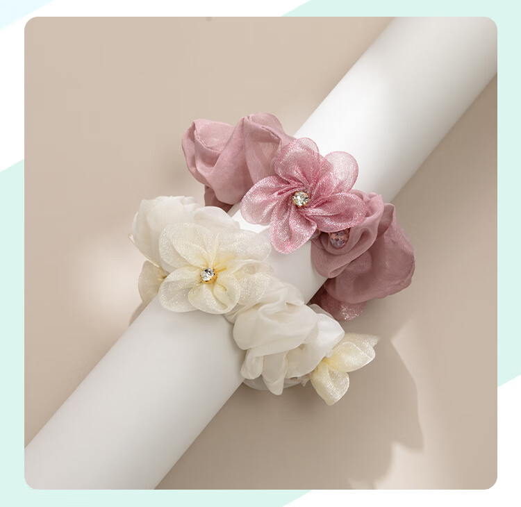 CHIMERA 2-Piece Hair Ties, Flower-Shaped Hair Bands, Bun Holders, Ponytail Holders, Hair Accessories, Elastic Bands for Women, Mid-Autumn Festival Gift 22
