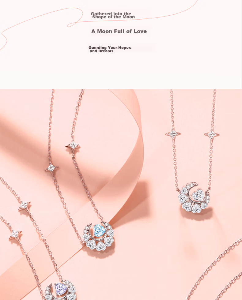 Fanci Dream Moon Necklace for Women, Silver Blue, Elegant Luxury Birthday Gift for Girlfriend 5