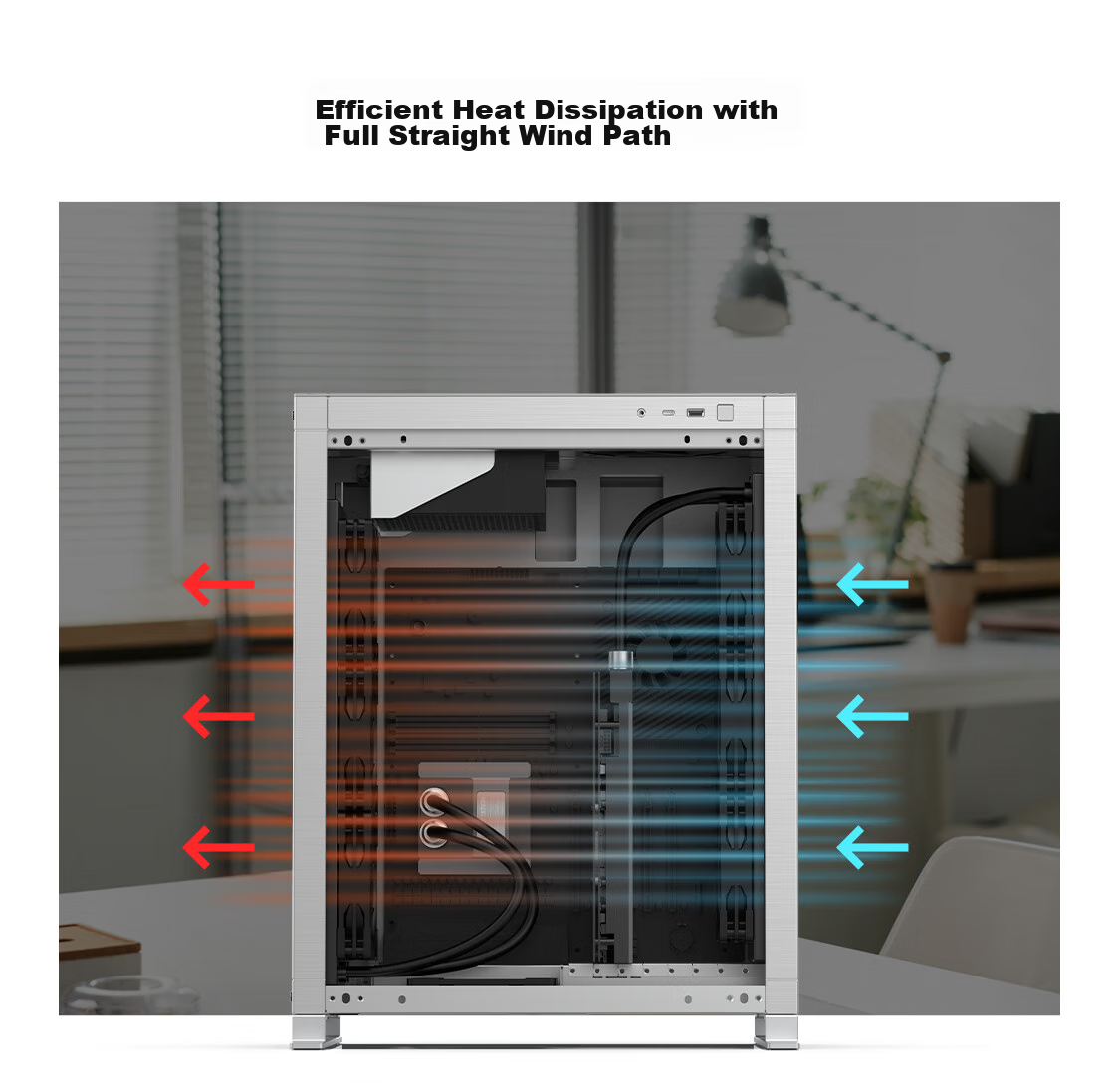 Abee PIXEL TWO All-Aluminum Computer Case, Silver with Aluminum Side Panel, Compatible with 4090 & 5090/Double 360mm Radiator Positions/E-ATX & EEB Motherboard/CNC Precision Machining 7
