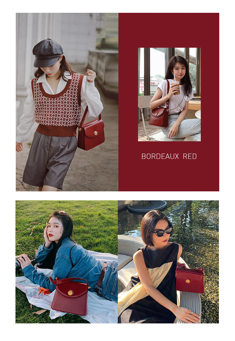 La Festin Handbag, 2026 New Style Sugar Cube Bag, Underarm Red Wedding Bride Tote Small Square Bag, Birthday Gift for Wome 9