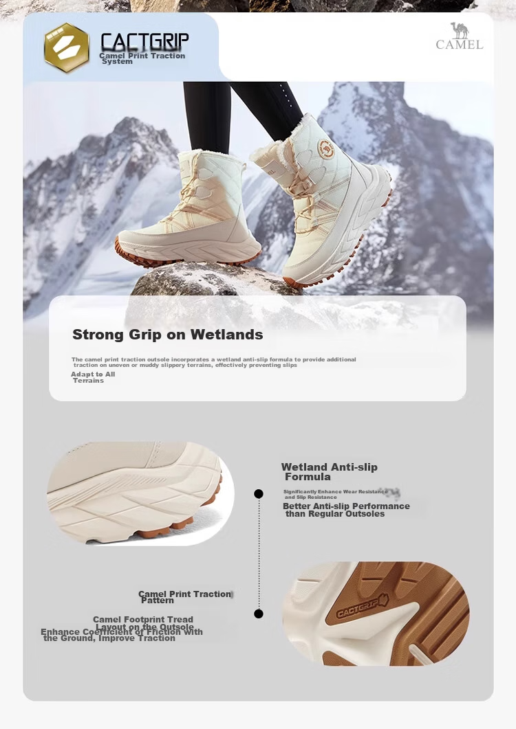 CAMEL Winter Outdoor Snow Boots for Men And Women, Thick-Soled High-Top Hiking Boots with Insulation And Warm Fleece Lining 2