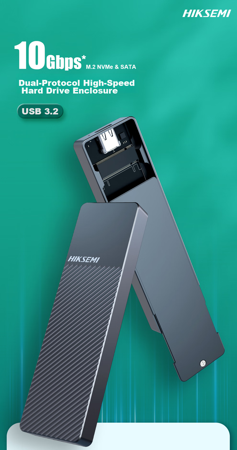HIKVISION M.2 NVMe/SATA Dual-Protocol External SSD Enclosure Alloy Type-C 3.2 Interface for Laptop and Mobile Phone M.2 Box 2