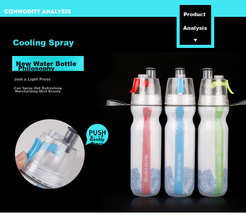 BIKEBROS Cycling Water Bottle, Sports Fitness Large Capacity Spray Cool Portable Handheld Cup, Summer Ice Water Bottle for Men Women Students 14