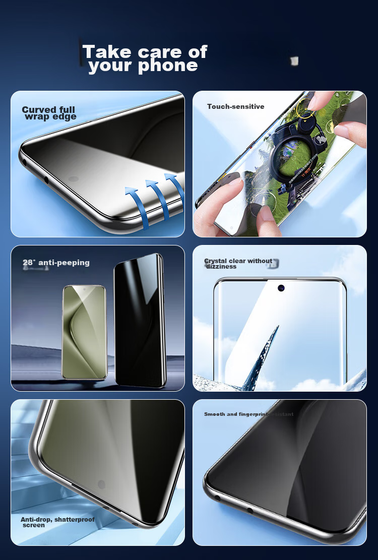 Kulefeng [Kunlun 28° Privacy Screen Protector] for Huawei Pura70Ultra Tempered Glass Film, HUAWEI P70Pro/+ Phone Anti-Peeping Privacy Protection Film, Ultra-Thin Shatterproof 4