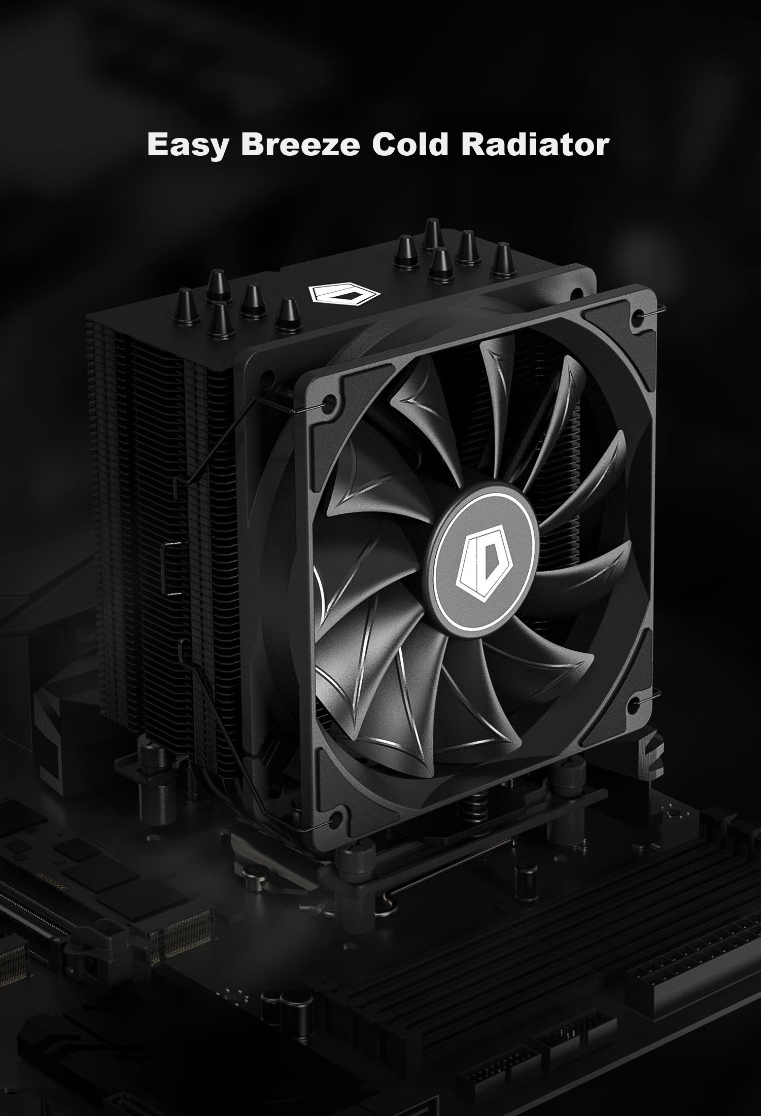 ID-COOLING (Kuren) 12CM Case Fan, Black Non-Glossy, 4PIN Interface, PWM Temperature Control Cooling, Suitable for 240/360 Water Cooling, Air Cooling Fan Modification, AS-120 9