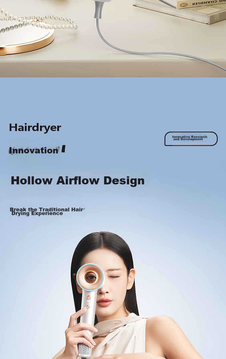 AUX High-Speed Hair Dryer, 800W, Low Power for Dormitory Use, Essential for College Students, Hair Protection with Negative Ions, 1200W Or Less, Bladeless, Powerful Airflow, Quick-Drying Electric Hair Dryer 4