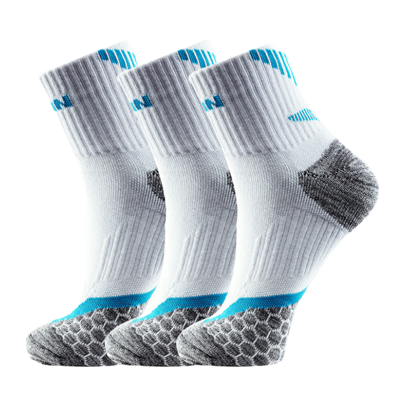 Taan Badminton Socks, Sports Socks, Thickened Terry Bottom, High Tube Men's Socks, T345 White And Blue, 3 Pairs Per Pack