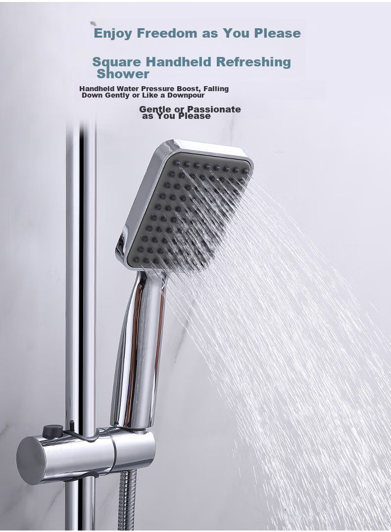 Larsd Surface-Mounted Shower Head Set, Clear Water Pipe Shower System with Copper Body Shower Faucet And Mixing Valve LD5306 8