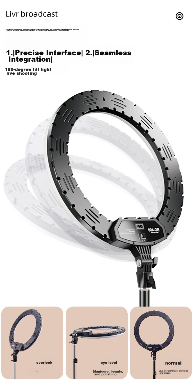 LATZZ 45cm Live Streaming Fill Light, LED Ring Photography Light, Dual Color Temperature Beauty Light, Large Aperture Soft Light, Popular Streamer Special, Outdoor Camera Phone Live Streaming Studio Lighting 16