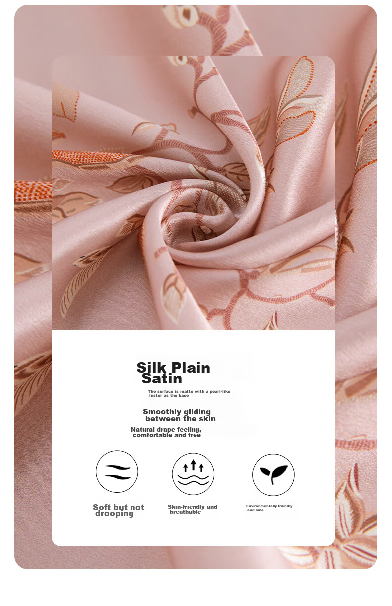 Wanshili Silk Scarf, Mulberry Silk Long Shawl, Outer Wrap, Gift for Elders, Mid-Autumn Festival Present, Silk Scarf Gift Box, Orchid Desig 3