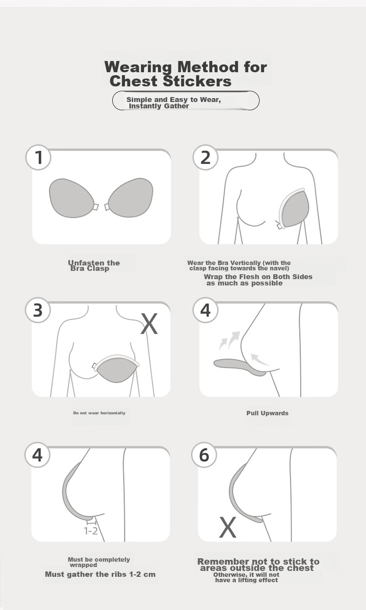Dushiliren Invisible Bra, Push-Up, Wireless, Wedding Dress, Swimsuit, Underwear, Bra, Anti-Slip, Anti-Exposure, Silicone Breast Pads, D 14